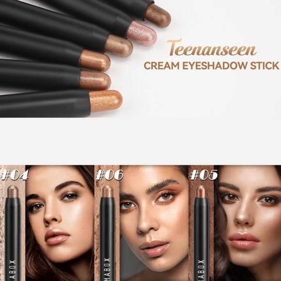 Eyeshadow Stick, 3 Pcs Cream Eye Shadow Sticks, Brightener Stick With Brush - Picture 5 of 6